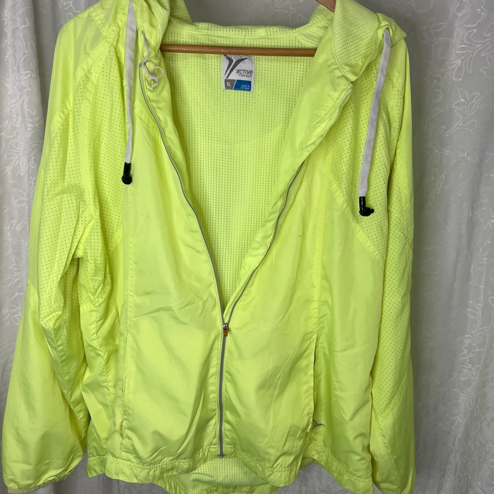 Active USA Neon Yellow Hooded Bomber Jacket